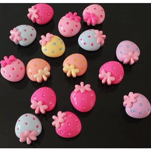 DIY20pcs13mm*15mm mixed color diy Christmas strawberry candy phone flat back bead buttons craft paste-S545