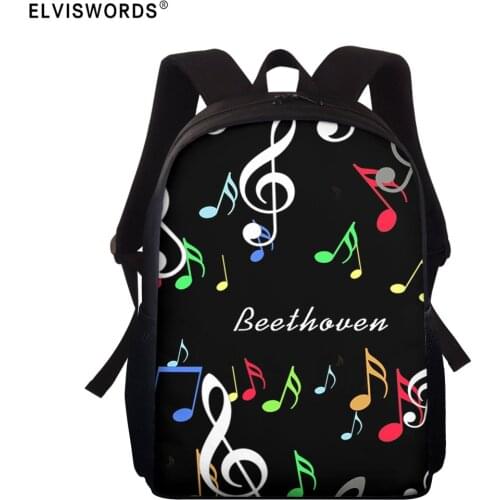 ELVISWORDS Women School Bags Musical Notes Printed School Backpack For Boys Girl Music Book Bags Kids Schoolbag Mochila Escolar
