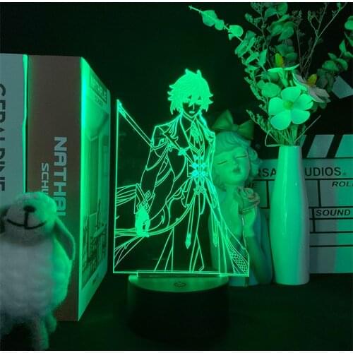 Action Figure Light Genshin Impact Zhongli Anime 3D Lamp Nightlights Led Decor Bedroom Lighting Set Acrylic Light Remote Control