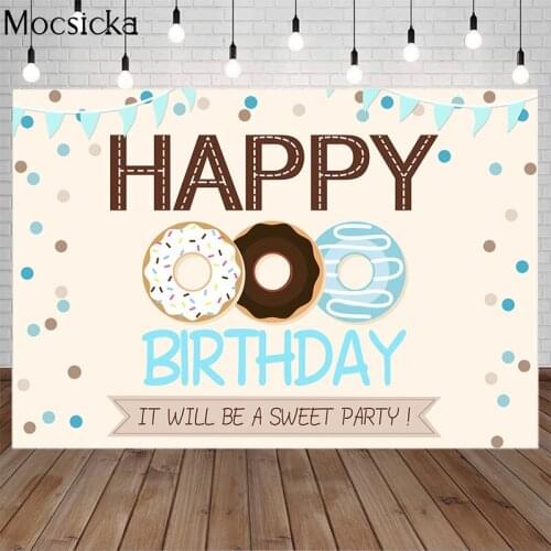 Birthday Party Backdrops Photography Sweet Donut Background Celebrate Banners Decoration Props for Photo Shoot