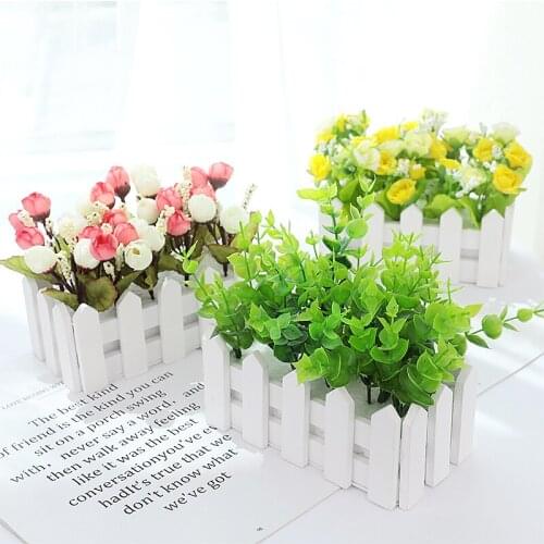 Mini Artificial Flower Fence Shed 16x8cm for Home Bedroom Deco for Photography Background Accessories Studio Photo DIY Ornament