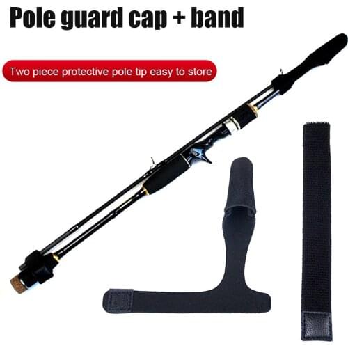 Fishing Pole Sleeve Cover Gloves Protector Cap + Fishing Rod Belt Strap Set Fastener Hook Loop Cable Cord Ties Belt Fishing Tack