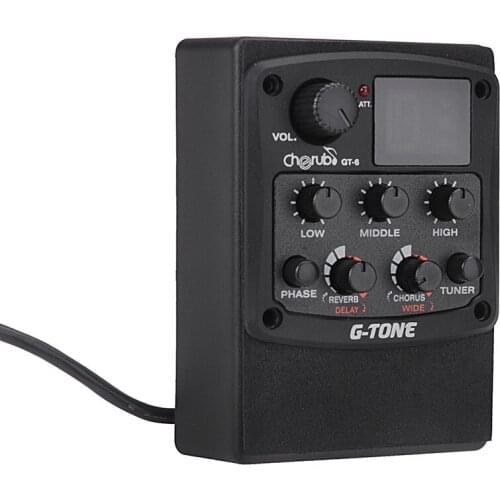 G-Tone GT-6 Acoustic Guitar Preamp Piezo Pickup 3-Band EQ Equalizer LCD Tuner For Folk Guitar, Ukulele Musical Instruments
