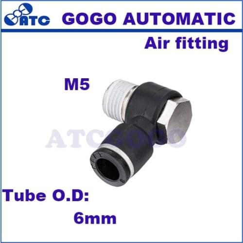 GOGO 10pcs a lot T type 6mm M5 BSP Hex connector, PH06-M5 push-pneumatic quick connector