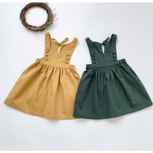 Autumn Kids Baby Girls Cotton Dresses For Girls Dresses Winter Kids Girl Dress Braces Girls Pure Color Dress