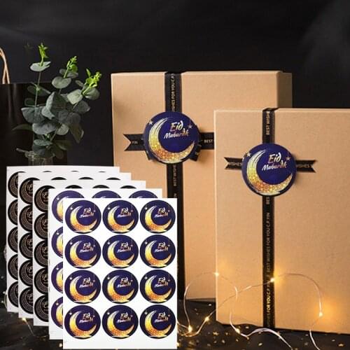 Eid Mubarak Stickers Ramadan Decoration Paper Sticker Gift Box Bag Label Seal Sticker Eid al-fitr Islamic Muslim Festival Favors