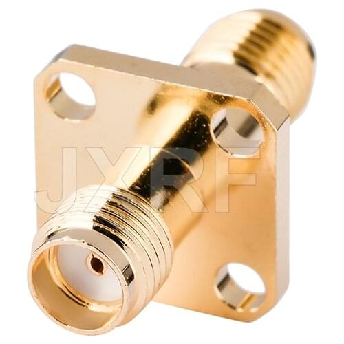 JXRF SMA Female to SMA Female Connector with 4-Hole Flange RF Coax Coaxial Adapter