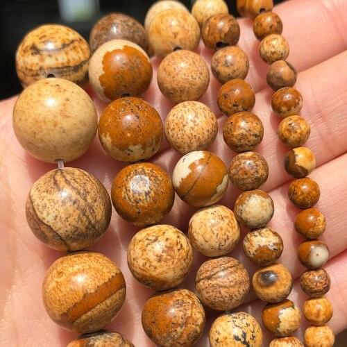 2-12mm Wholesale Natural Picture Jaspers Stone Beads Round Loose Spacer Beads For Jewelry Making DIY Bracelet Accessories 15
