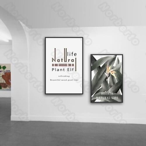 Canvas Painting Poster Natural Scenery Birds and Swamp Green Leaves Withered Leaves Letters Deers for Home Rooms Decoratio