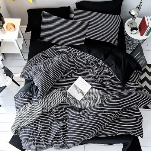 Black White Stripe Bedding Set Duvet Cover Set Adults Kids Boys Bedspread Bed Linen Pillowcases King Queen Home textiles