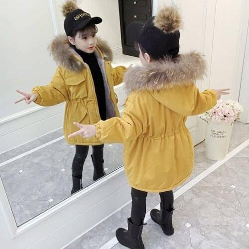 2020 Winter New Children Girls Cotton-Padded Warm Thick Parkas Jacket Kids Girls Plus Velvet Down Cotton Coats Outerwear W278