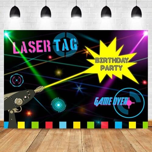 NeoBack Laser Tag Birthday Party Backdrop Game Over Let’s Glow Photography Background