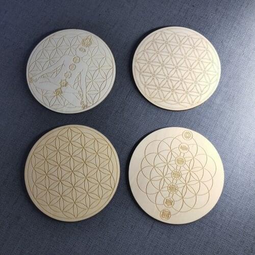 Mixesd 4 Models Meditation Crystal Base 15cm Life Flower Wooden Six Chakra Crystal Base