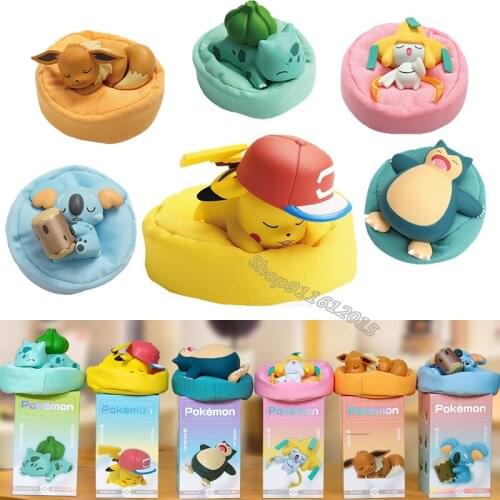 Pokemon Figure Model Pikachu Sleep Puppets Eevee Snorlax Bulbasaur Pet Collection Child Cartoon Anime Doll Toy Kid Birthday Gift