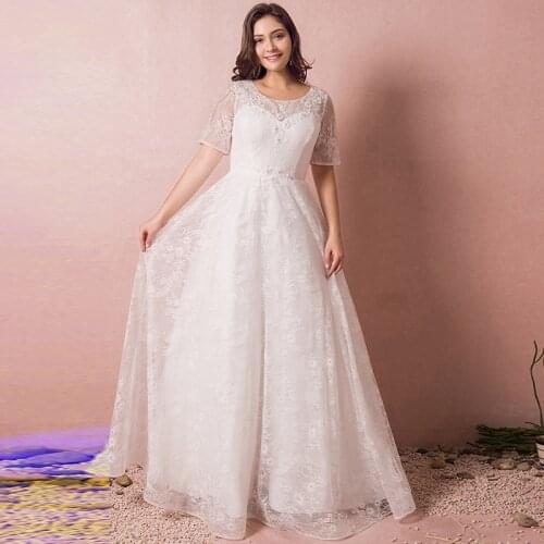 Fashion Floral Print Evening Dress O-Neck Short Sleeves Floor-Length Empire Lace Up A-Line Plus Size Women Formal Gowns D1069