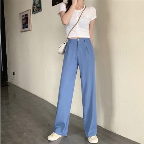 A195-Summer trendy one button skinny pants wide leg pants