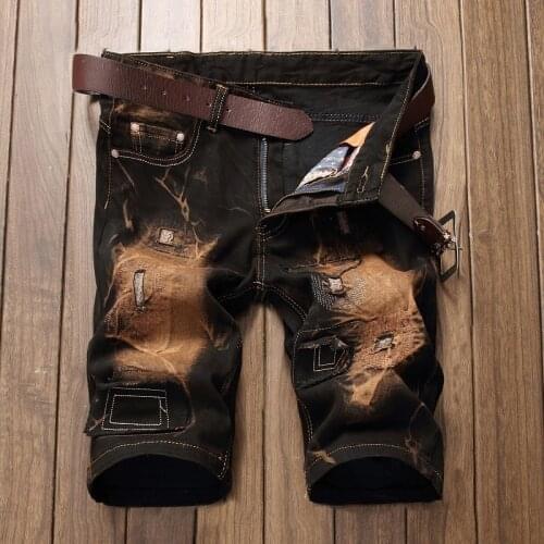 Mens Jeans Summer Style Jean Shorts Luxury Man Denim Trousers Zipper Patchwork Slim Hole Shorts Jeans For Men Kpop Clothes