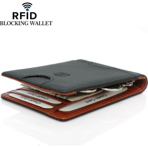 Weduoduo Brand Genuine Cow Leather Men Wallet Fashion Coin Pocket Trifold Design Men Purse High Quality Women Card ID Holder