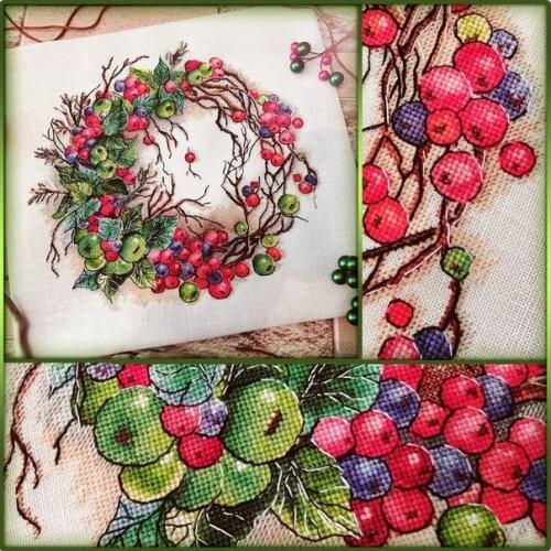 Cross Stitch Kit Packages Counted Cross-Stitching Kits New NOT PRINTED Cross stich Painting Christmas Wreath
