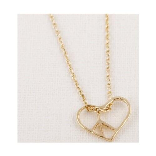 New Fashion hotting sale high quality gold plating unique design elaborate Open Heart Peace Necklace