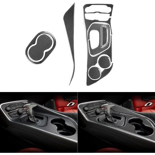 New Carbon Fiber Car Interior Gear Shift Panel Trim Fit For Dodge Challenger 2015-2020
