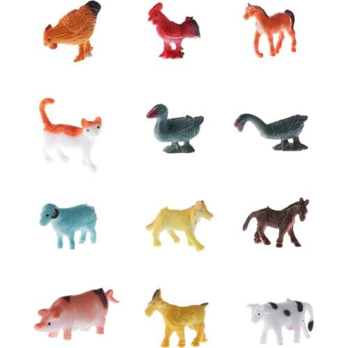 12-piece Plastic Wild / Farm / Marine Animal Models Kids Educational Toy Party Bag Fillers Toys Set for Children
