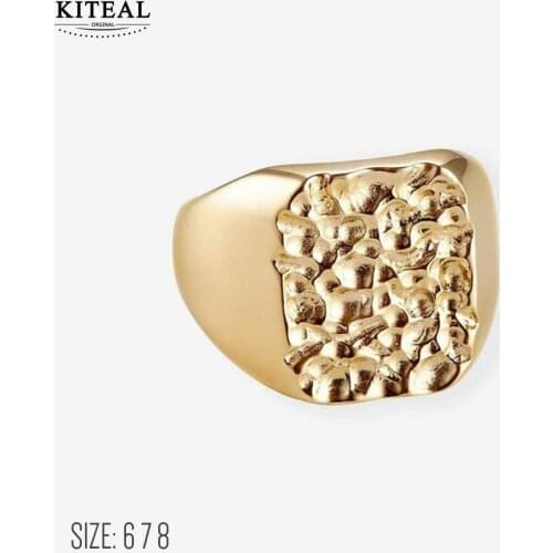 KITEAL resin charms 18KGP Gold Filled size 6 7 8 Boy and girl ring Lunar Crater ring men christmas gift