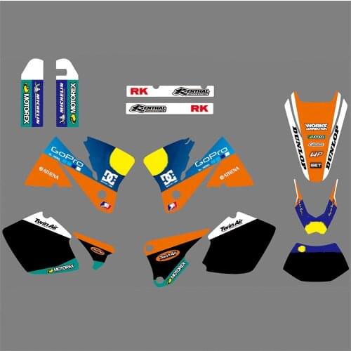 Full set of Stickers Kits Free Customized Numbers Name Graphics Decals FOR KTM EXC 2002 2001 125-250 300 350 400 520 MXC 200 300