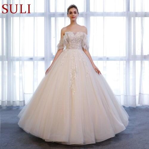 SL-166 Cheap Beads Bridal Dress Tulle Lace Sweetheart Wedding Gown 2018 Church