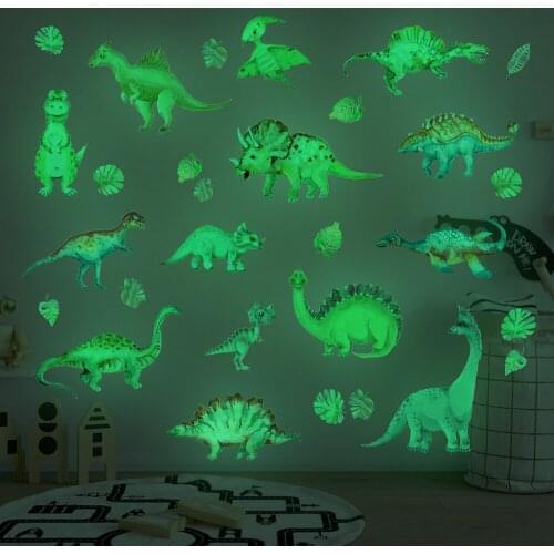 Luminous dinosaur wall stickers luminous cartoon animals fluorescent stickers childrens room bedroom decoration stickers