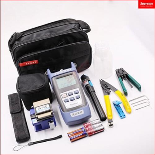 FTTH Fiber Optic Tool Kit with Fibra Optica Power Meter Visual Fault Locator Fiber Cleaver FC-6S Millers Plier Stripper