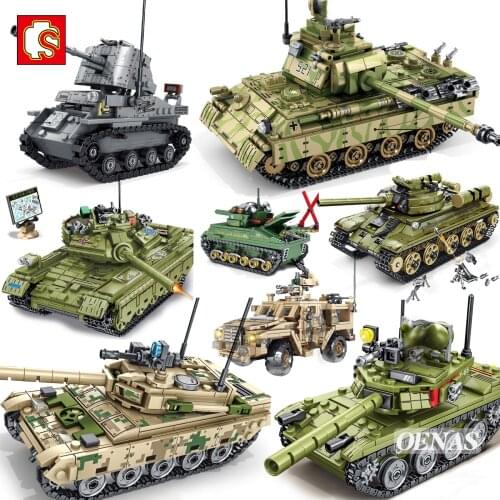 Military WW2 Army Action Figures VT4 T34 Z9 Main Battle Tank Vehicle Model Building Blocks Kids Educational Toys