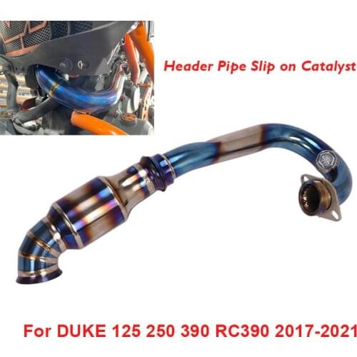 Motorcycle Exhaust Pipe Slip on Header Front Link Tube Titanium Alloy Exhaust Pipe for KTM DUKE 125 250 390 RC390 2017-2020