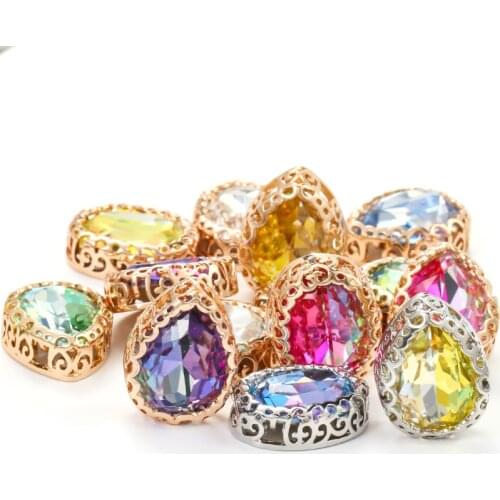 XIAOPU Laser Color Oval Shape Glass Stones New Design Sew On Rhinestones Jewelry Making Accessories Stone Copper Claw Set