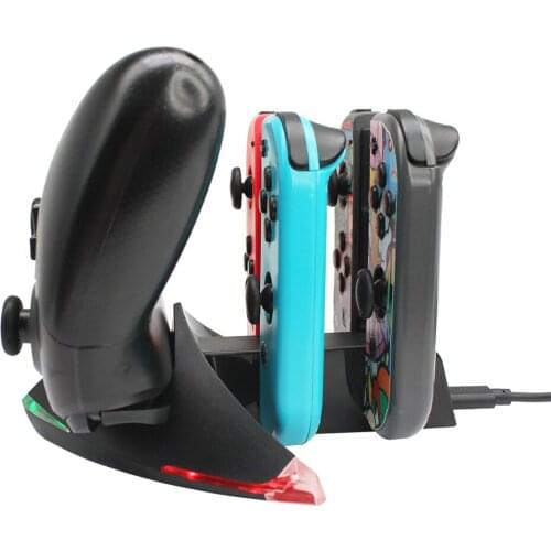 5 in 1 Controller Charging Dock Stand for Nintend Switch NS Pro & 4 Joy con Charger Charging Station with LED Indicators