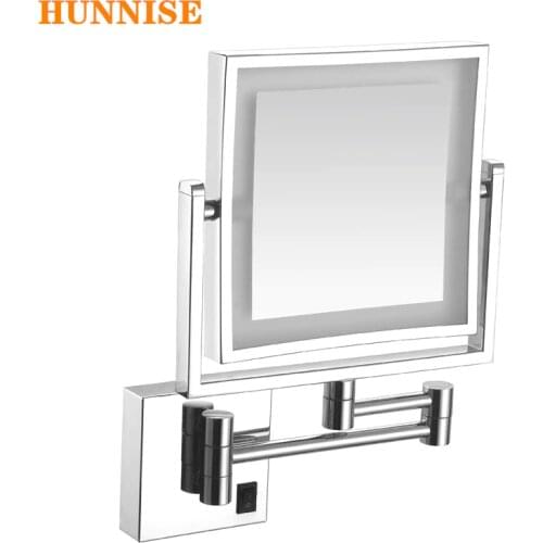 Wall Mirror Extend Double Side Makeup Mirror Rotatalbe 8" 3X Magnifying Bathroom Mirror LED Foldable Bathroom Mirror