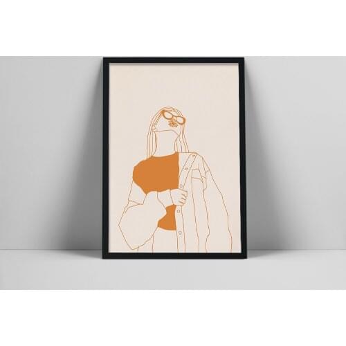 Daisy Woman Art Print | Line Drawing Woman | Female Fashion Poster | Minimal Fashionista Wall Art | 70s Vibes Wall rt| Typograph