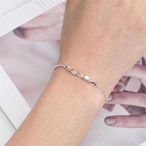Latest Lady Silver Bracelets Female Accessories Charm Geometric Design Bracelet For Women Jewelry Fashion Girls Birthday Gift