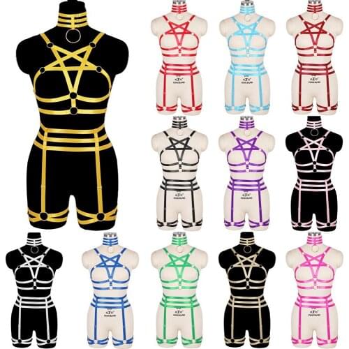 Party Rave Wear Sexy Body Garter Elastic Goth Bdsm Womens Underwear Erotic Lingerie Women Harness Bra Gothic Hollow Out Harness
