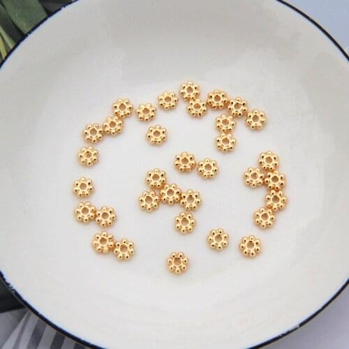 10 Pcs/set 14k Golden Balls Bracelet Snowflake Spacer DIY Bracelet Spacer/4mm/5mm/6mm Homemade Bracelet Spacer Beads Gasket