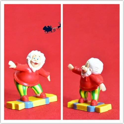 2PCS 7cm Santa Claus hand made model ornaments skiing Santa Claus sent gifts