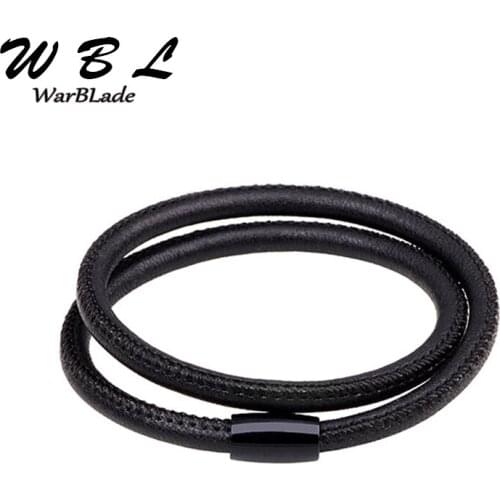 2019 New Fashion Jewelry Men Women Bracelets Bangles Black Braided Wrap Leather Bracelet With Magnet Clasp Male Wristband