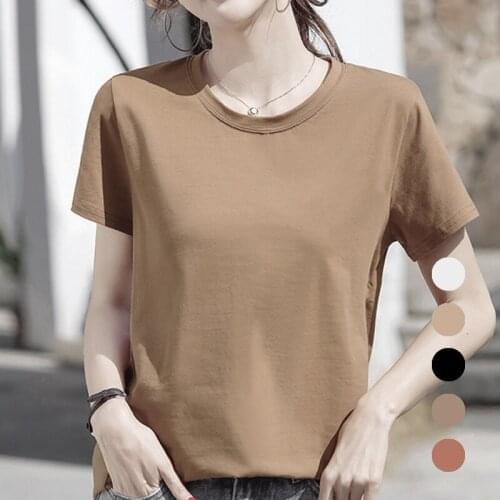 2021 Basic Versatile Cotton Tops Shirt Womens Summer New Loose and Bottoming Men and Women Couple Korean Simplicity T Shirt
