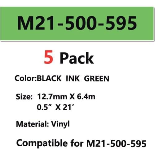 5Pack M21-500-595 Vinyl film Label Tape Black on white width 12.7mm length 6.4m for BMP21-LAB for BMP21-PLUS bmp21 Label-Tape