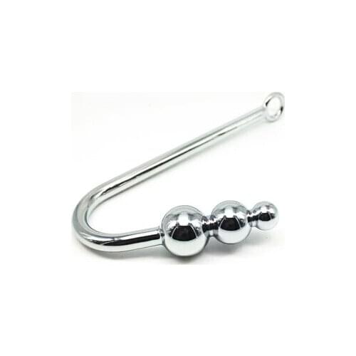 Stainless Steel Anal Hook Anal Sex Toys for Men Prostate Massager G Point Stimulate 3 Beads Metal Anal Butt Plug Sex Products
