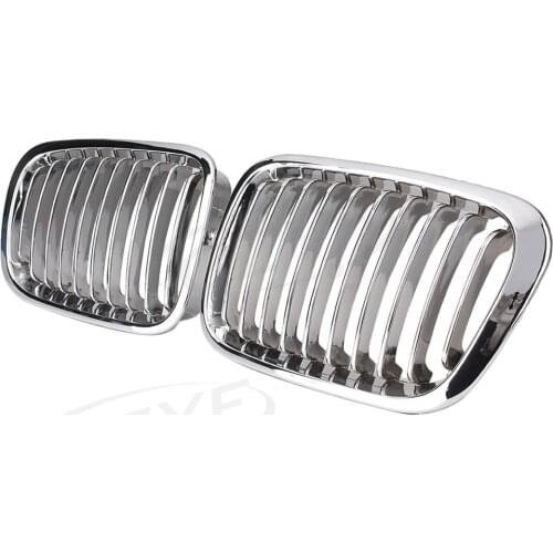 For BMW E46 Car Silver Front Grills Kidney Grille 320i 323i 325i 328i 330i 1998 1999 2000 2001 4D Sedan Chrome Auto Accessories
