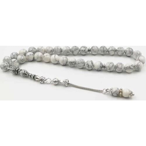 Tasbih White turquois 33 muslim rosary islam prayer beads stone bracelet