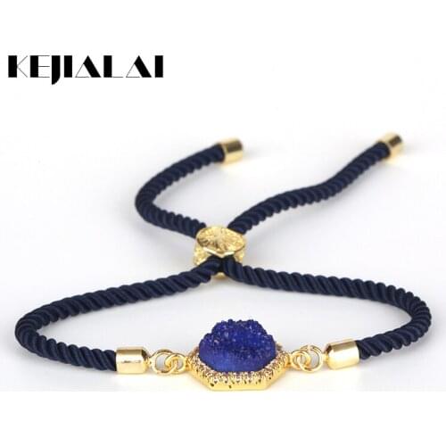 KEJIALAI Natural Crystal Bracelets Rope Chain Charm Bracelets Handmade Adjustable Personality Romantic Couple Bracelets B221