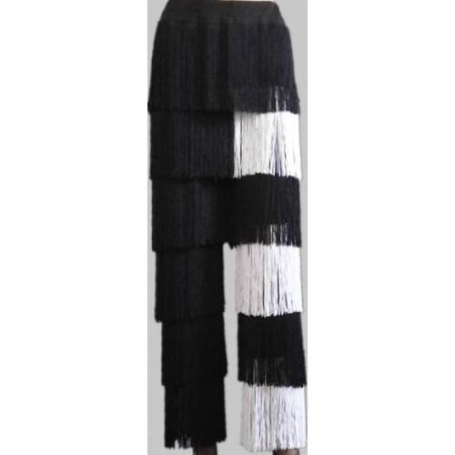 Latin Dance Pants for Kids Girls Adult Ballroom Tassel Fringe Dress Pants Salsa Samba Costume Children Dance Competition Costume