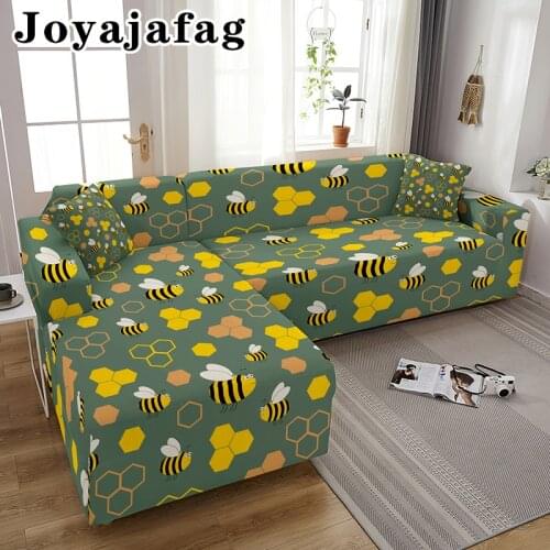 Cartoon Honey Bee Slipcover Loveseat Elastic Washable Sectional Corner Couch Covers All-cover Stretch Sofa Cover For Living Room